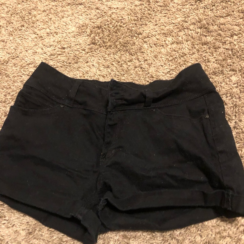 Black denim jean shorts